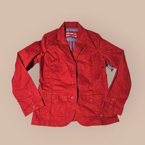 109$ Eddie Bauer Women Sz 12 Tall Legend Red Blazer Button Up Sport Jacket Coat